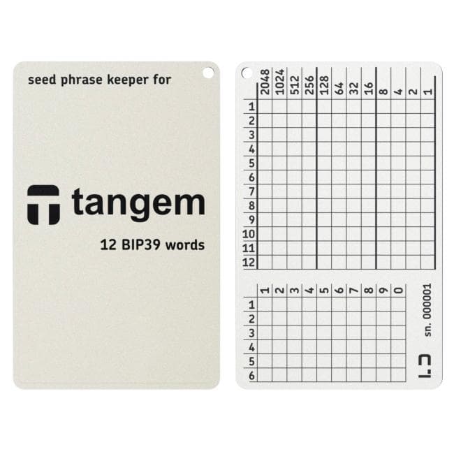 Seed tablet Lapua Dev Seed phrase keeper 12 BIP39 + 6 PIN for Tangem (LT12+6pinBIP39)