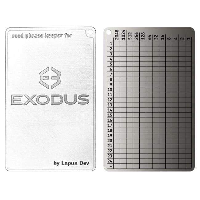 Seed tablet Lapua Seed phrase keeper for Exodus 24+1 BIP39 kelime 1 (LSPKM)