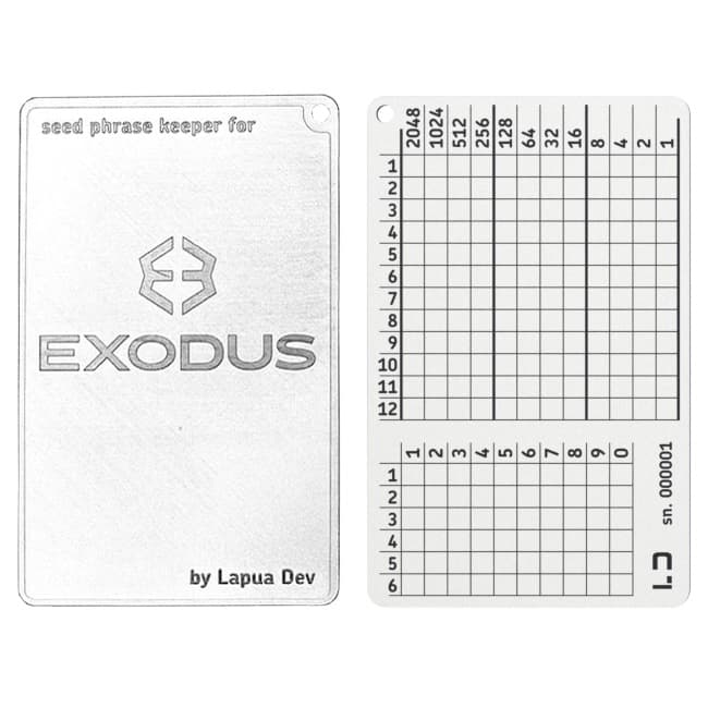 Seed tablet Lapua Seed phrase keeper for Exodus 12 BIP39 kelime + 6pin 3 (LSPKM)