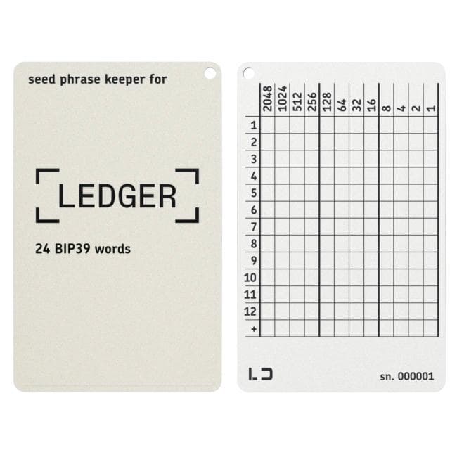 Seed tablet Lapua Seed phrase keeper for Ledger 12+1 BIP39 kelime 3 (LSPKL)