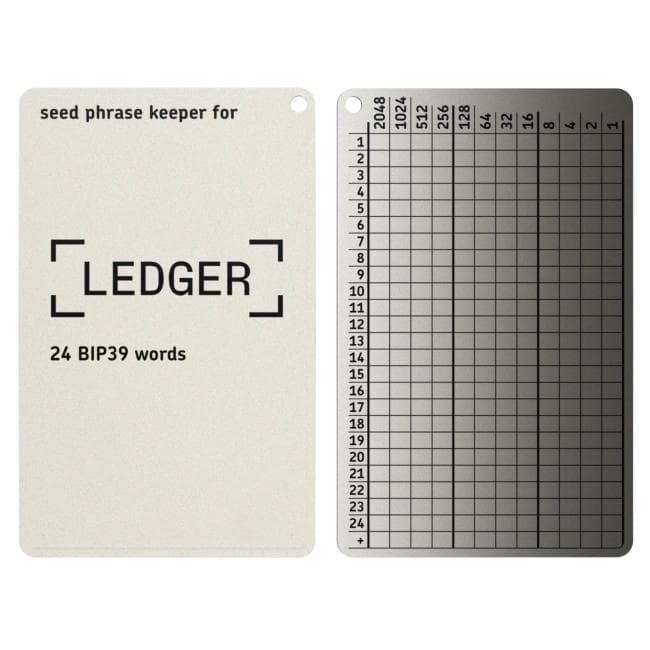 Seed tablet Lapua Seed phrase keeper for Ledger 24+1 BIP39 kelime 1 (LSPKL)
