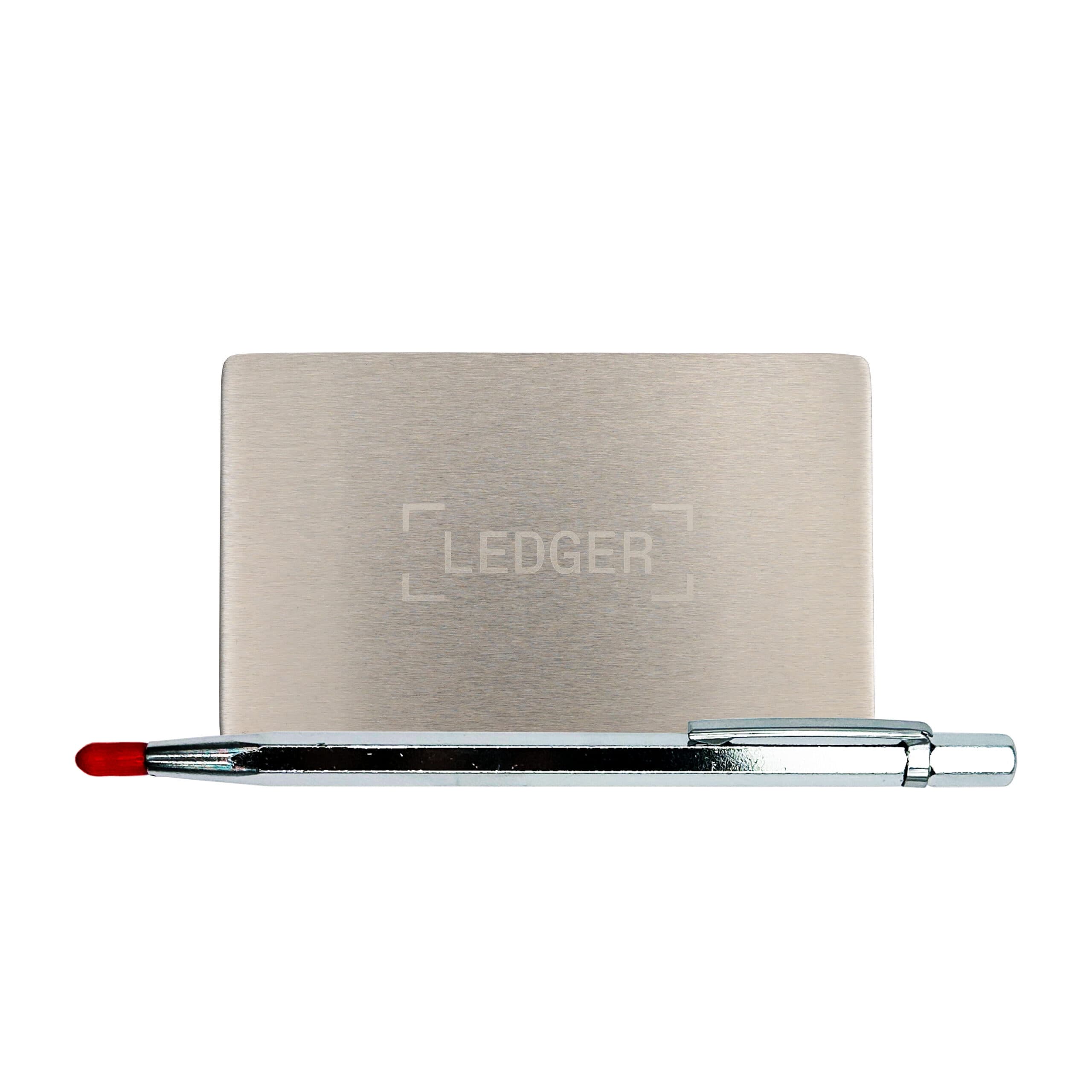 Seed saklama metal plaka Ledger Mini Plate — 1 55×90 + gravür kalemi
